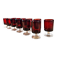 12 vintage Luminarc glasses in ruby red.