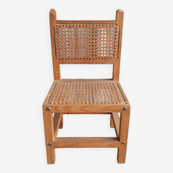 Wooden and cane children's chair