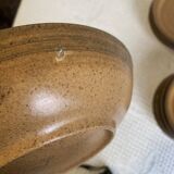 6 assiettes creuses en grès émaillé marron Longchamp, années 1970