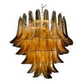 Vintage Murano chandelier, Murrina style, with amber glass petals.