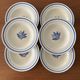 Set of 6 vintage deep plates in earthenware with blue lily of the valley flowers.