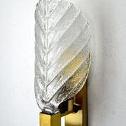 Applique feuille givrée, verre de murano, italie, 1970