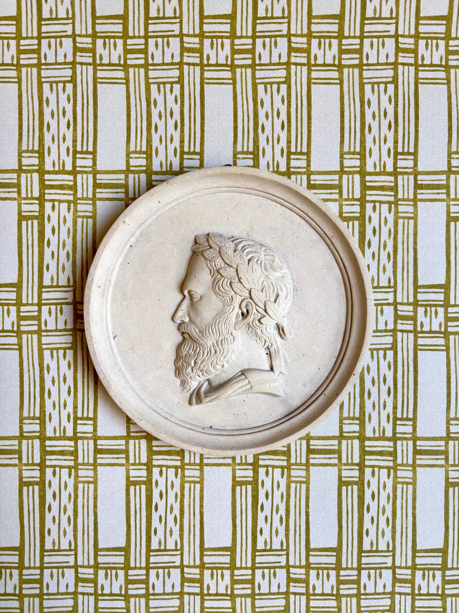 Wall medallion, antique-style plaster portrait