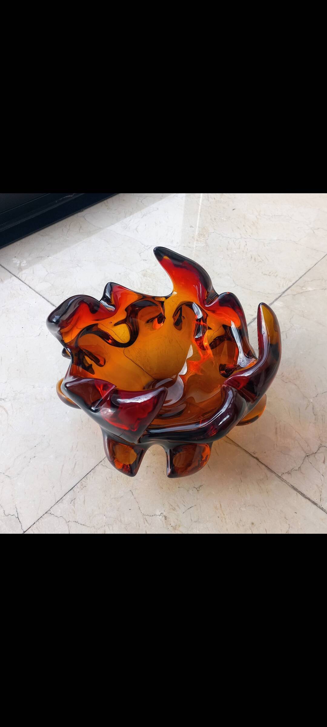 Fiery amber Murano centerpiece