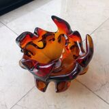 Centre de table en verre de Murano ambre ardent