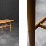 Cherry wood coffee table with shelf Vintage Mid-Century Modern Scandinavian