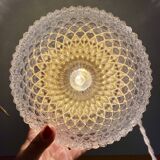 Vintage diamond-point glass globe table lamp