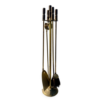 Brass fireplace tool set