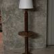Neo-rustic floor lamp made of turned wood in the style of Charles Dudouyt.