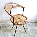 Chaise vintage en rotin par Dirk van Sliedregt pour Gebroeders Jonkers Noordwolde