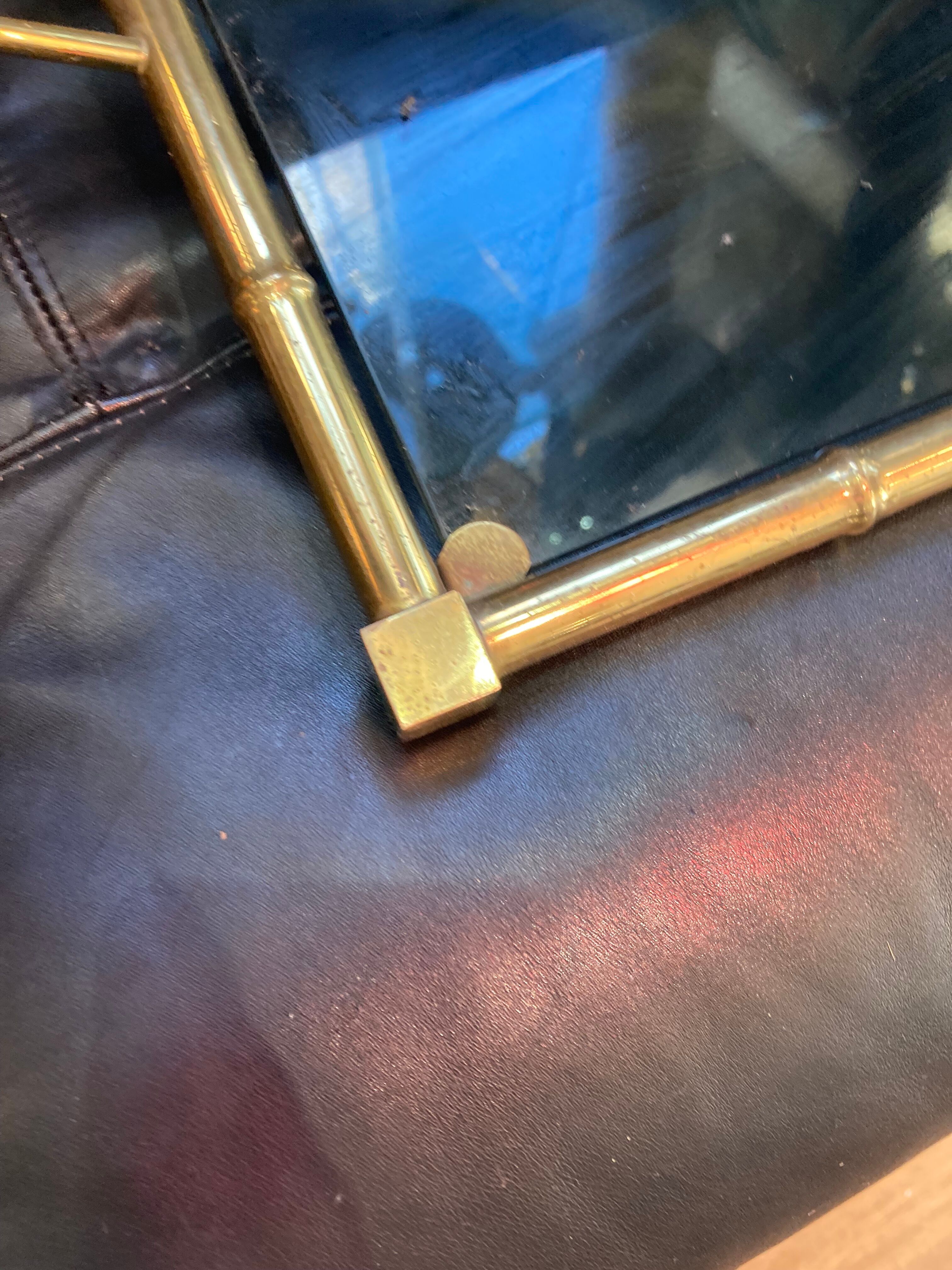 Bronze and glass top imitating bamboo