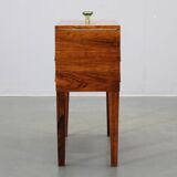 Danish mid-century unfolding sewing box in wood and brass, 1960s