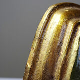 Small vintage Venetian oil on wood convex medallion portrait.