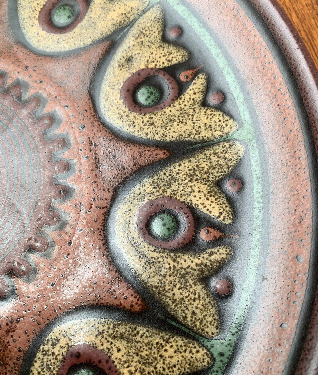 Vintage German ceramic wall plate from Keramik Manufaktur Kupfermühle, 1970s.