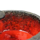Fat Lava Pottery Ceramic Ashtray Bright Red Plem Vintage 13cm