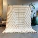 New white Moroccan Berber rug Beni Ouarain in wool.