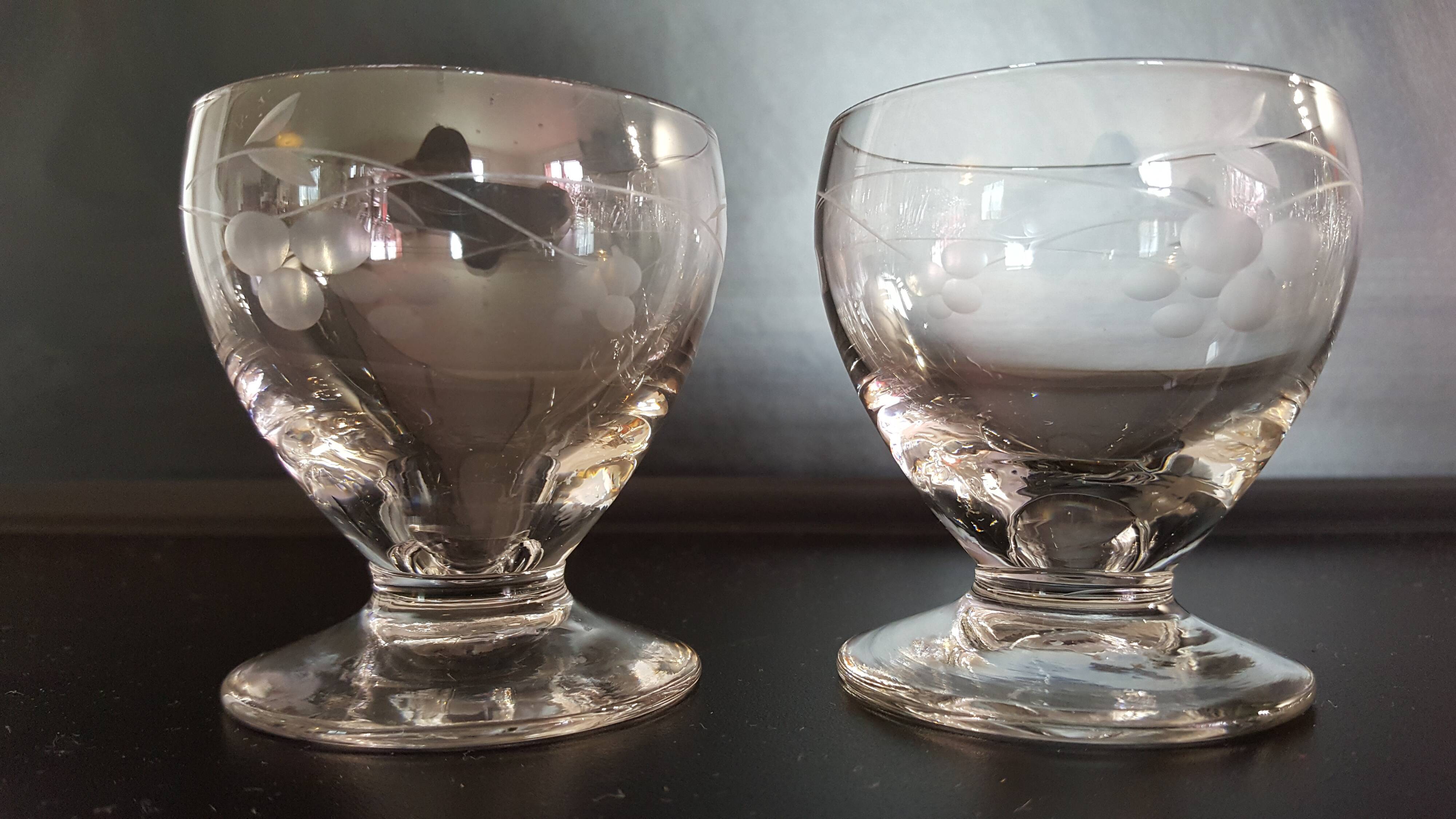 2 glasses blown and carved