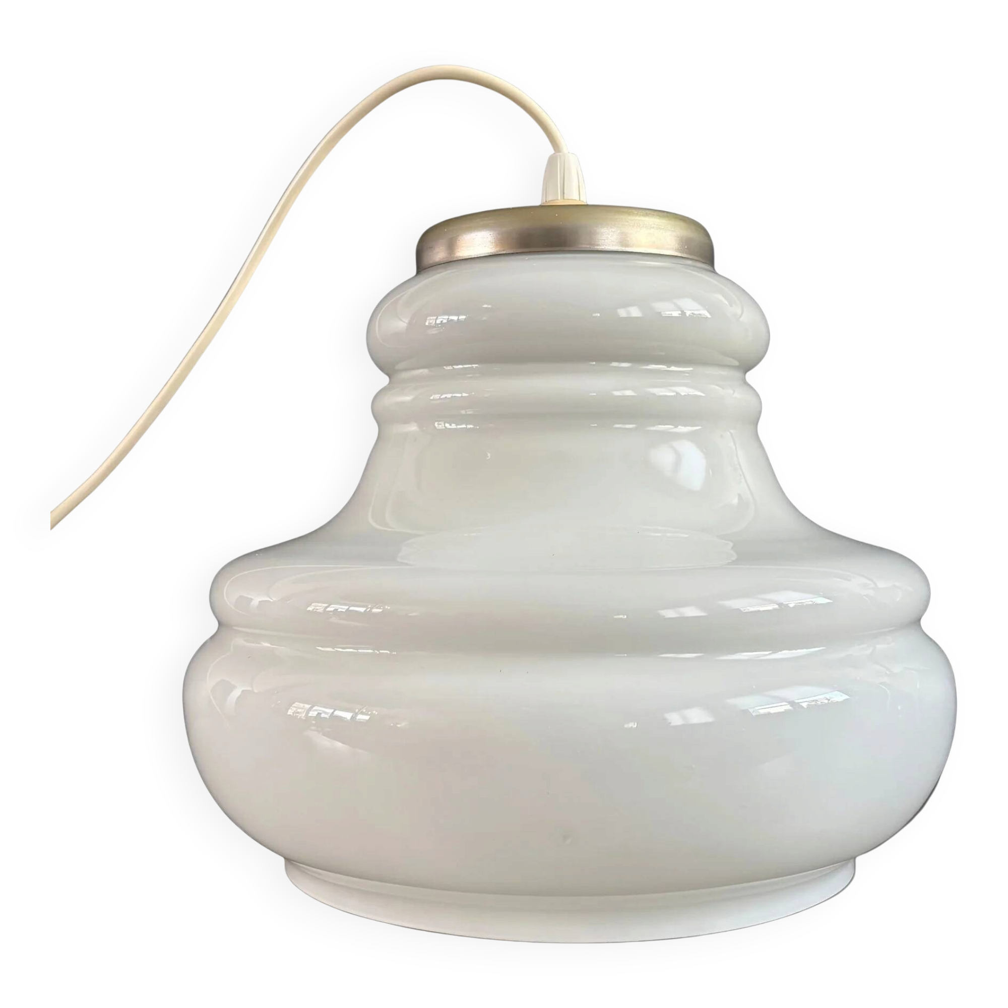 Suspension vintage en verre blanc