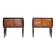 Set Of 2 Italian Midcentury Walnut Burl And Brass Bedside Tables / Cabinets
