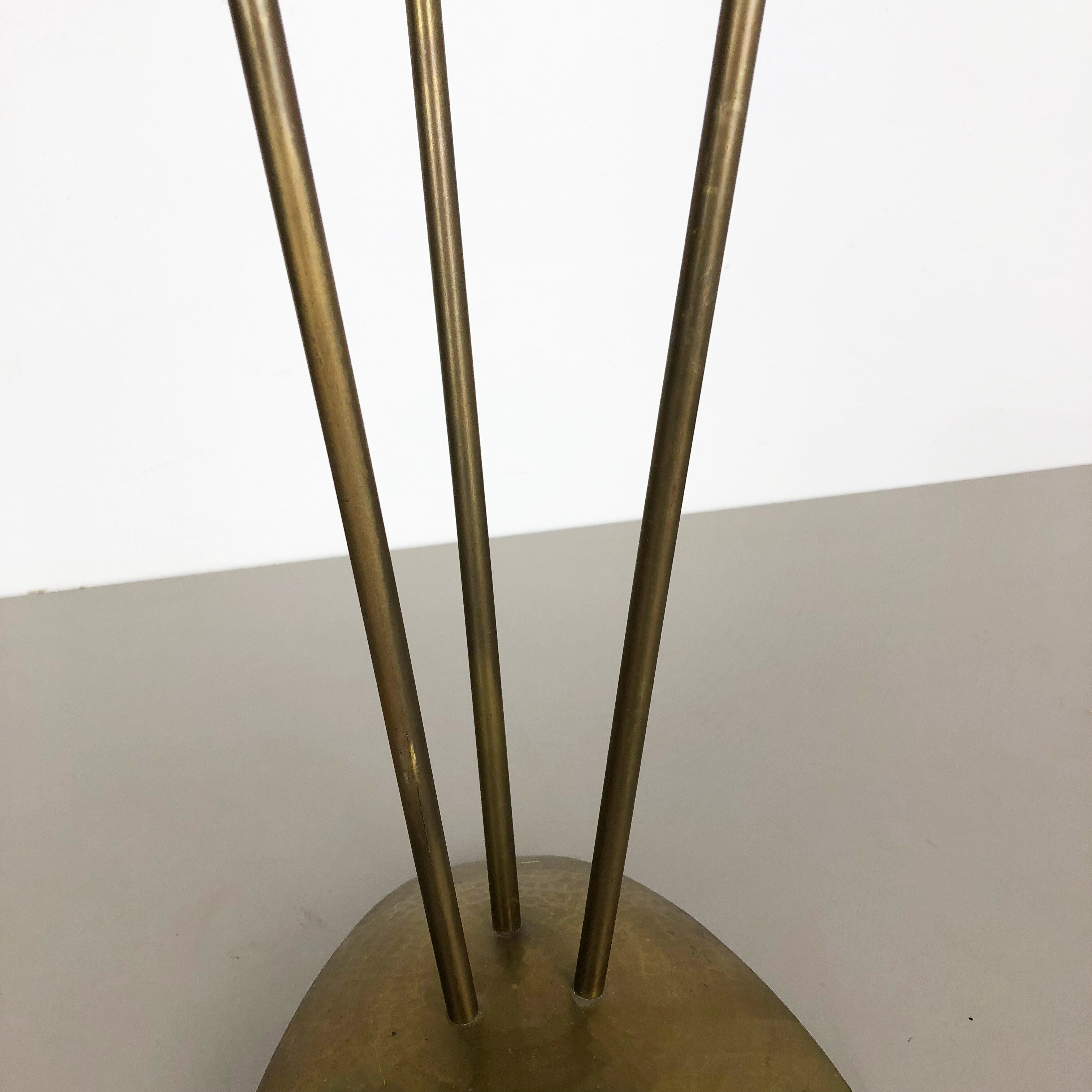 Modernist sculptural brutalist floor brass candleholder, Germany, 1950s