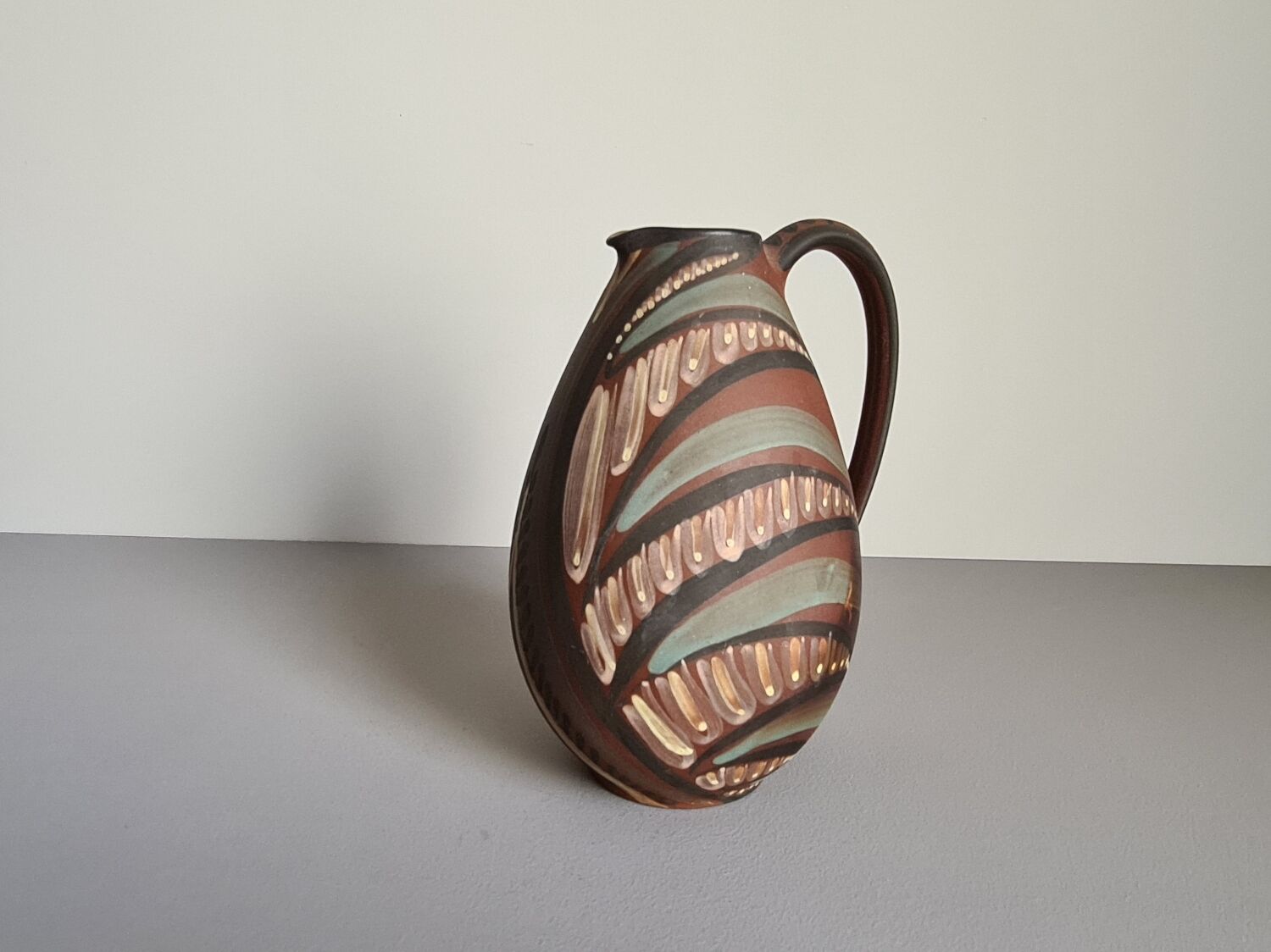 60 year pitcher / arts and crafts / collectible ceramics / vintage / signed / Mid-Century