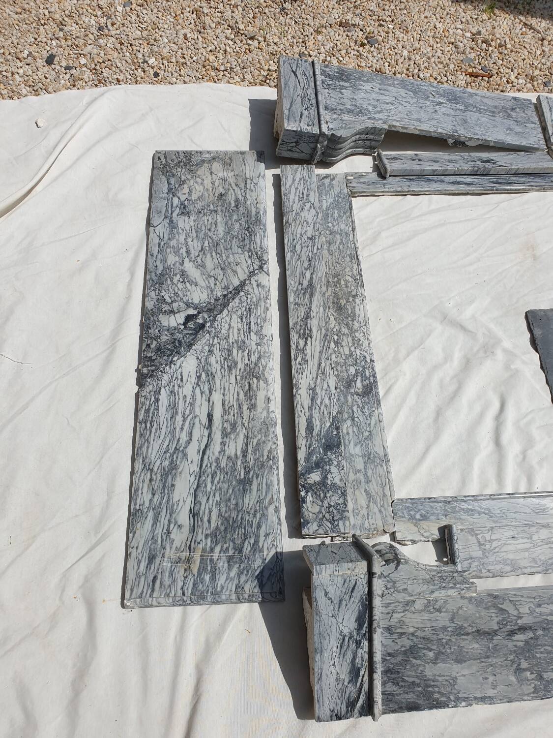 Napoleon III modillion fireplace in gray marble late 19th century