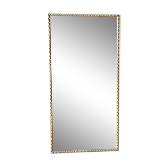 Large old mirror, white and gold carved wooden frame