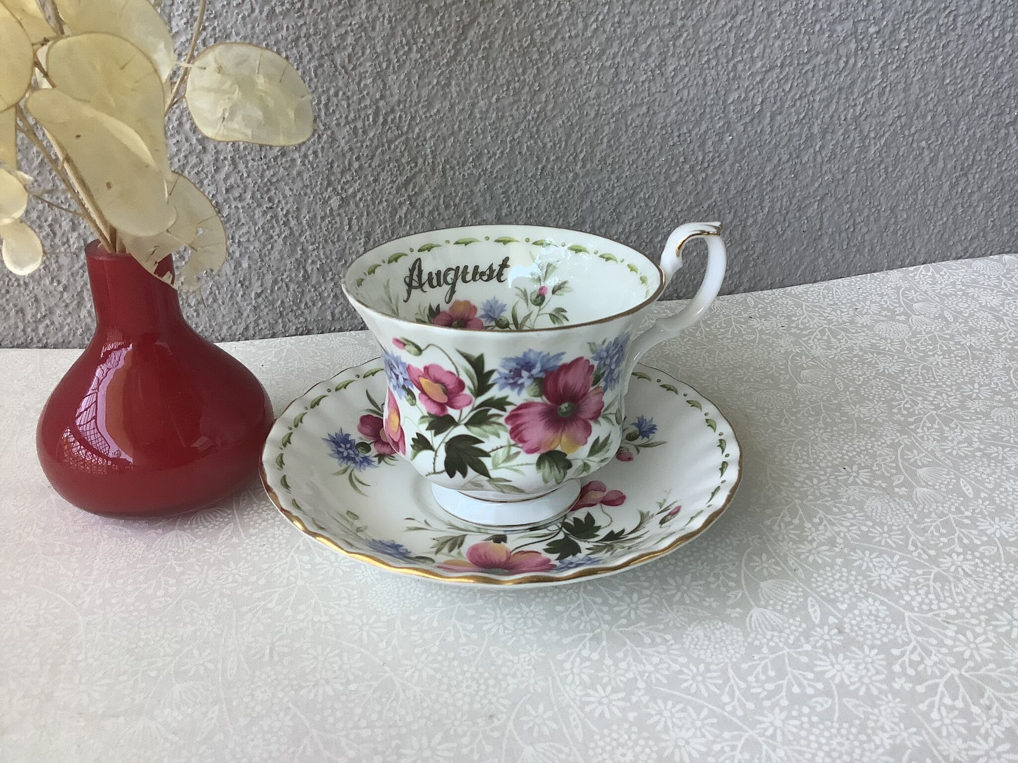 Royale Albert Flower of the month tea cups - Flower of the month August