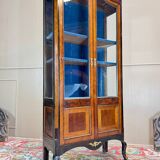Vitrine En Marqueterie Et Bois Noirci De Style Transition XIX Eme Siècle