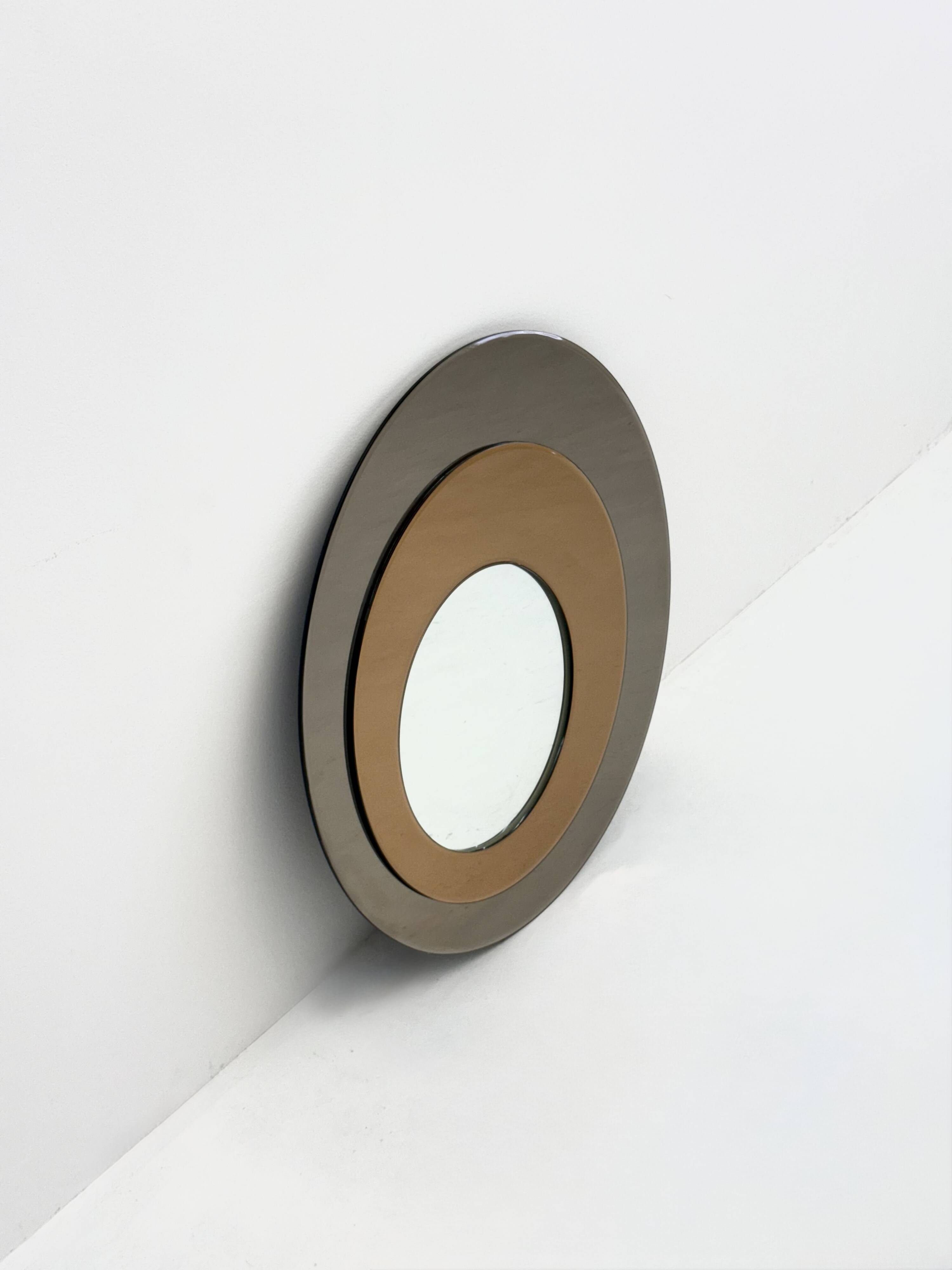 Miroir mural rond en Metalvetro Galvorame aux tons marron