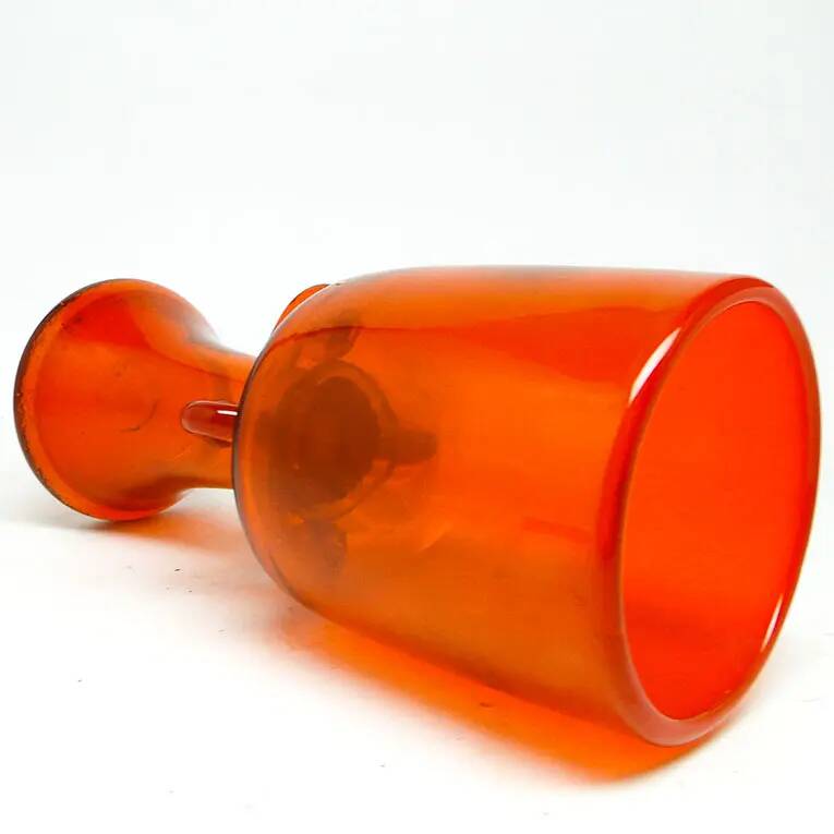 Modernism vase, orange glass, designed by J. Słuczan-Orkusz, Poland, 1970s