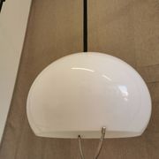 Vintage Meblo White Pendant Lamp: 1970s Italian Space Age Lighting