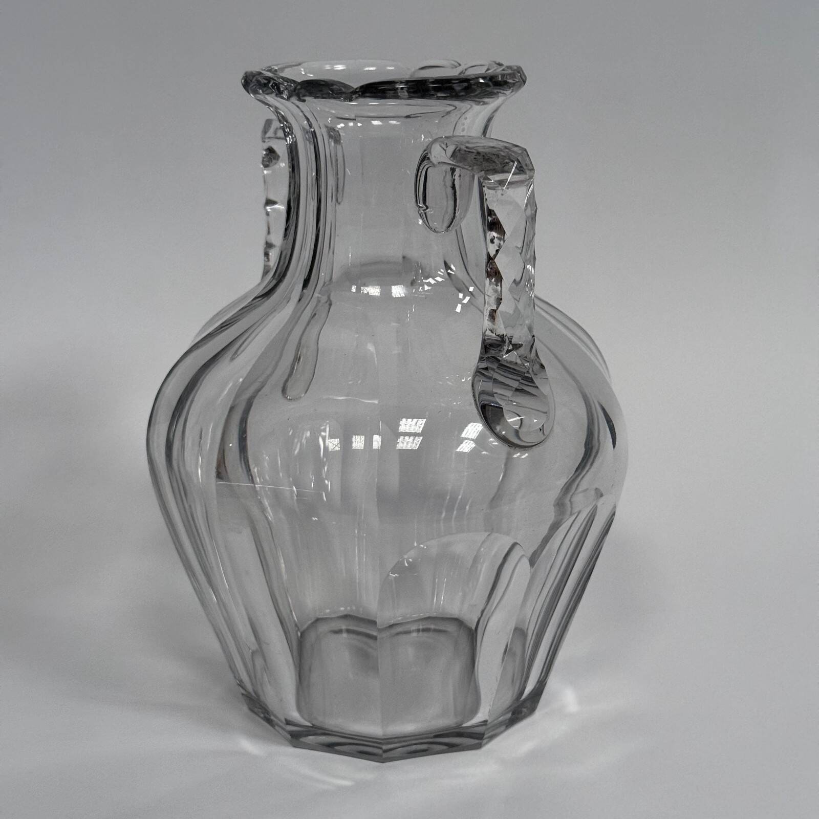 Baccarat crystal vase with handles, 19th century, cut sides