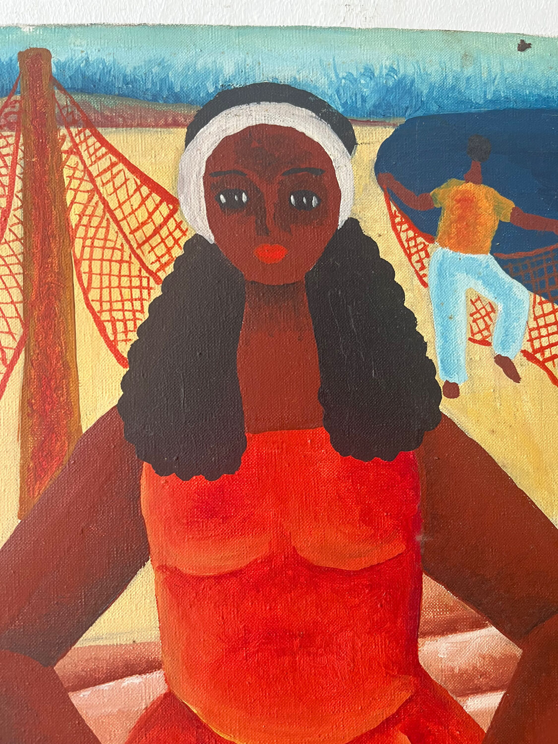 Brazilian fishing scene "Puxada de rede" signed