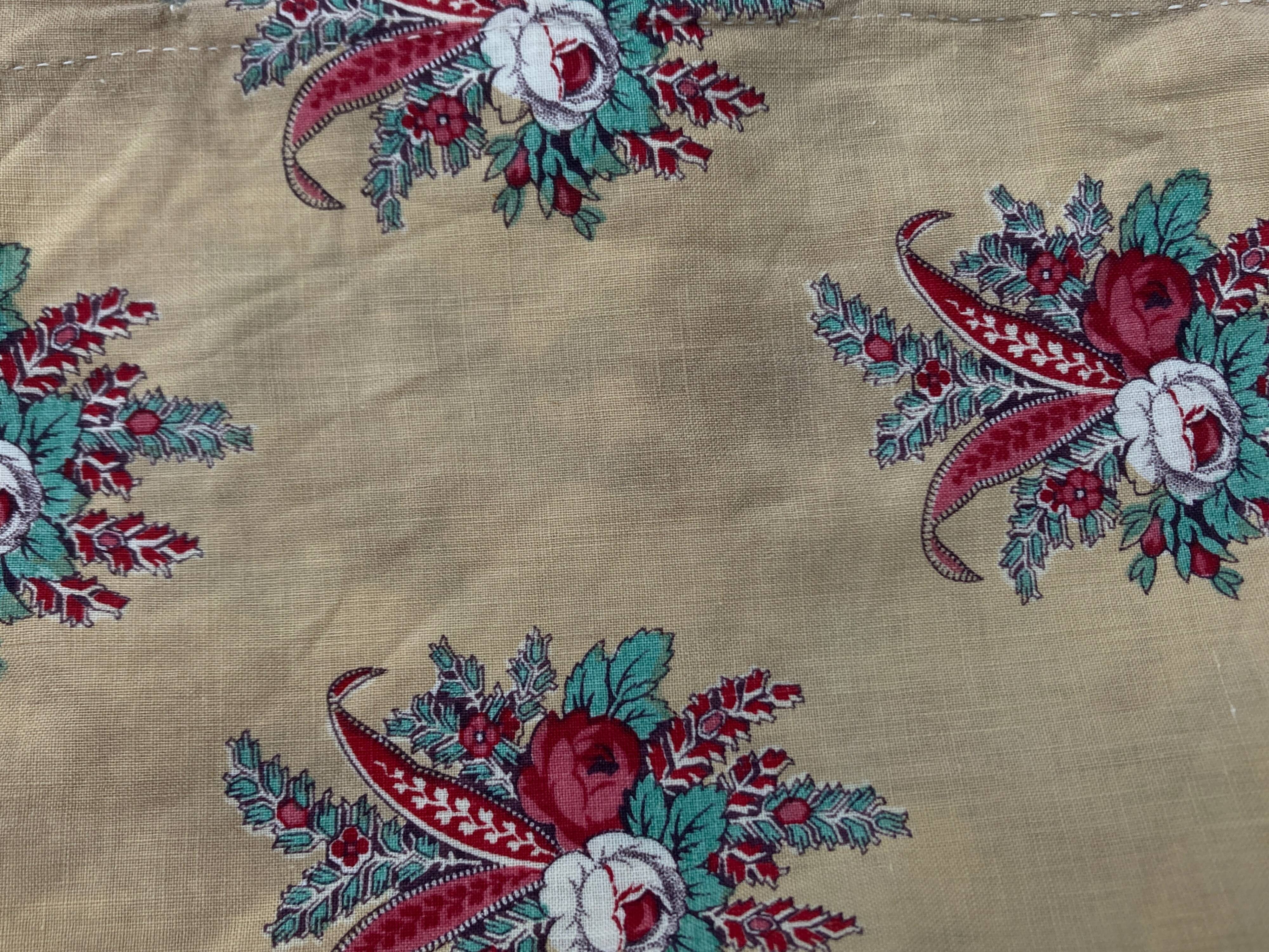 18th century Provence pillowcase in crenellated Indian fabric with pennants