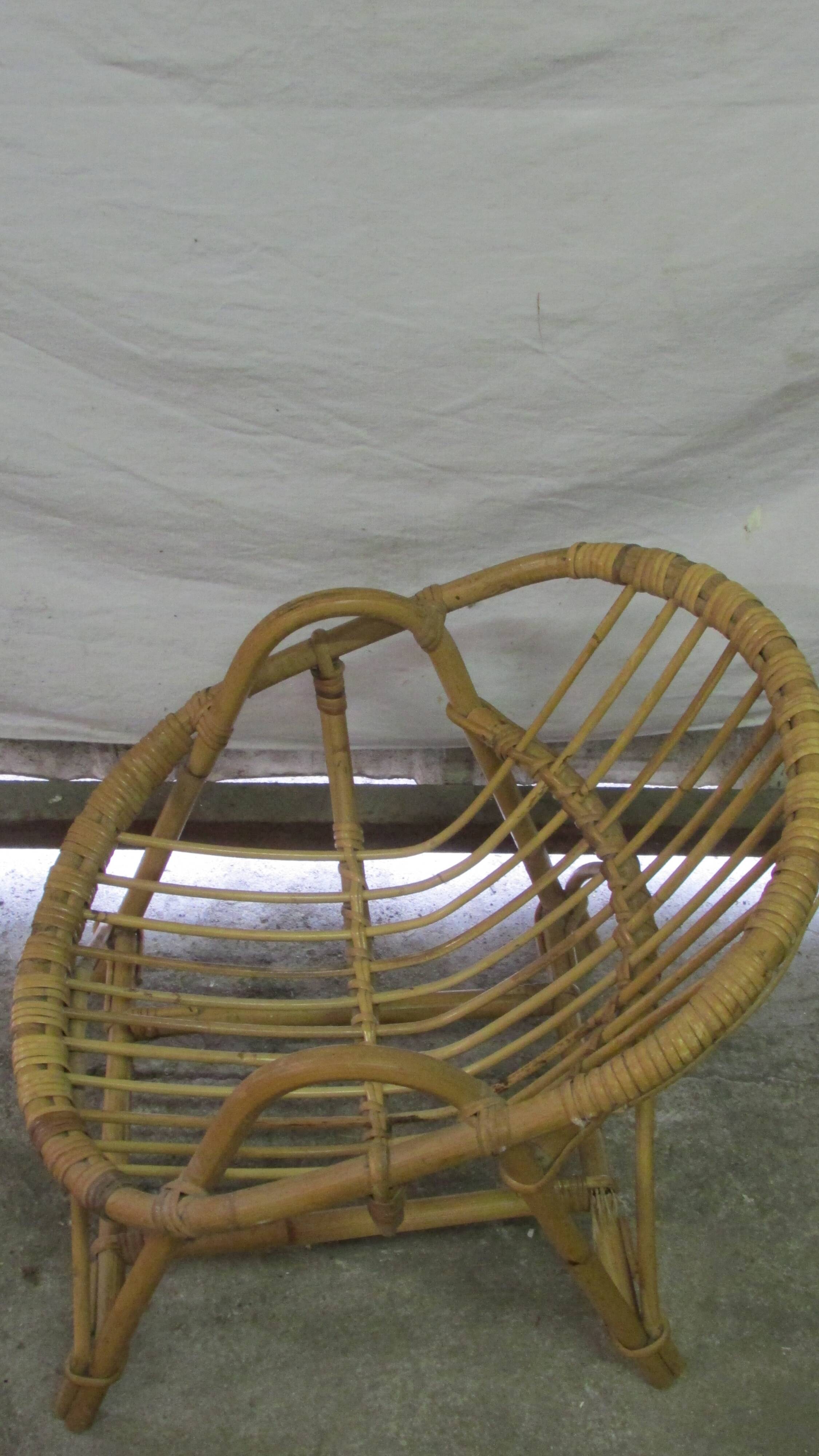 Children's rattan/bamboo shell armchair