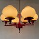 6 pendant lamps in glass and burgundy brass by Hans-Agne Jakobsson, 1960s, Sweden