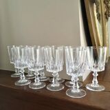 Set of 10 glasses of crystal wine cut 1960