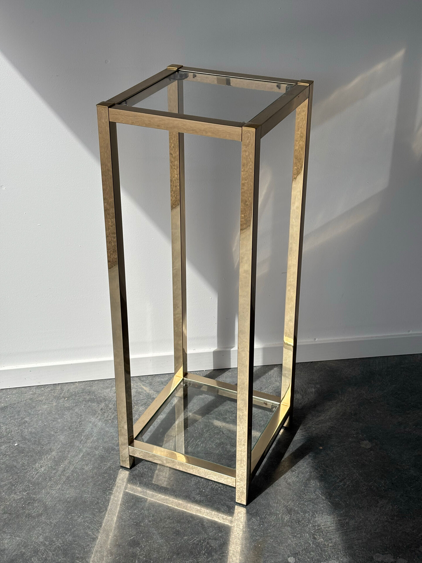Golden metal and glass side table – 1970s