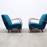1930 Jindrich Halabala Bentwood Armchair in Teal Velvet