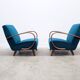 1930 Jindrich Halabala Bentwood Armchair in Teal Velvet