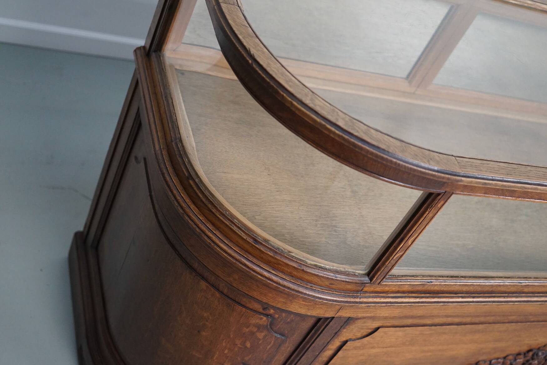 Antique Oak Jewellery Cabinet or Shop Counter, Early 20th Century