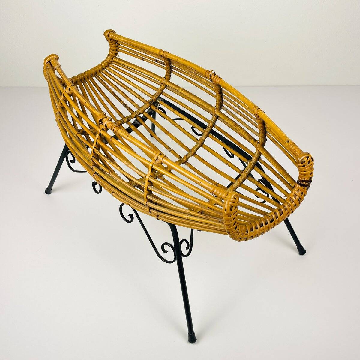Magazine rack or vintage rattan stand, Italy, 1960s