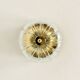1 of 2 Large Brass and Floral Ice Glass Flush Light by Glashütte Limburg