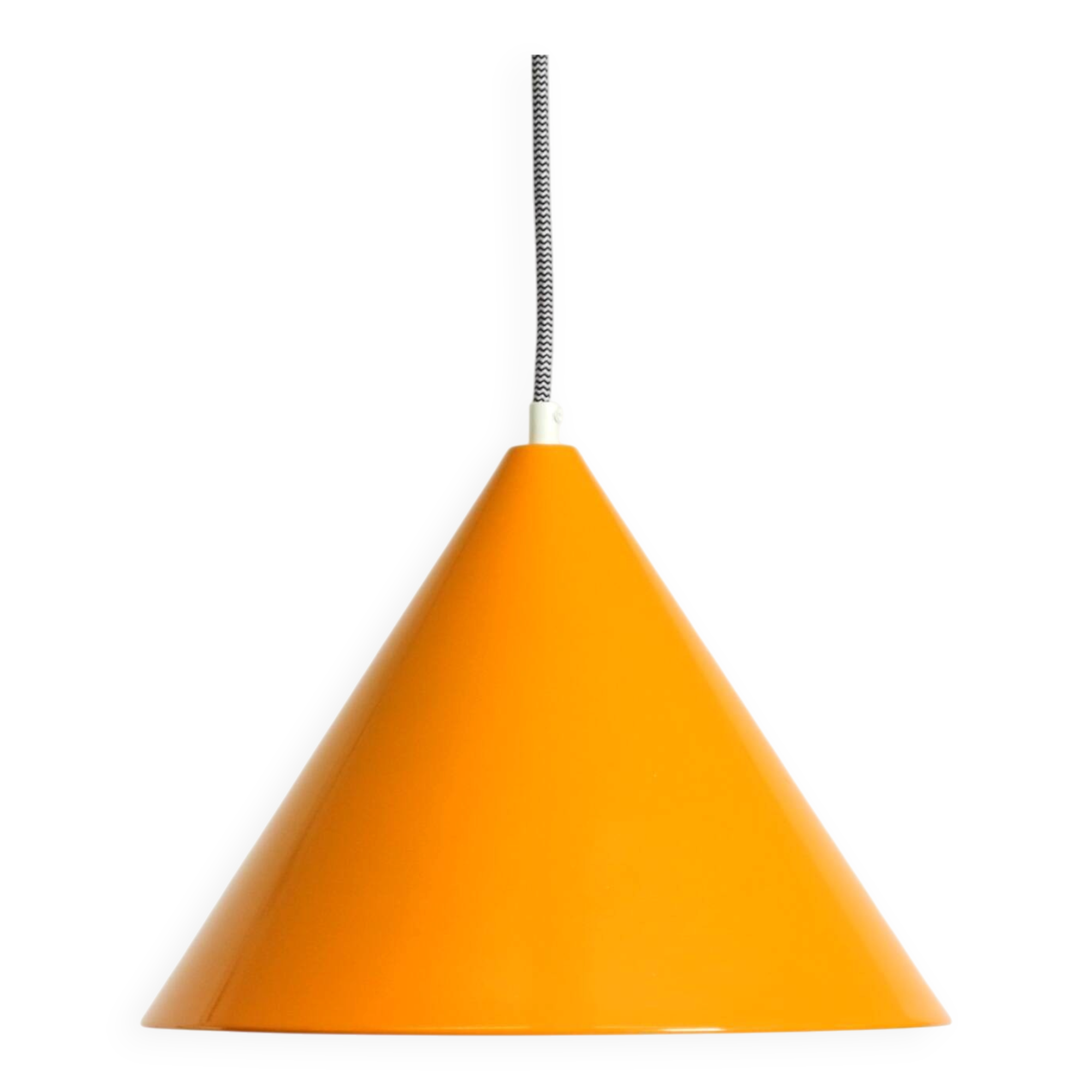 Original 1970s orange metal pendant lamp by Louis Poulsen model Billiard