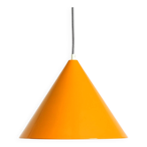 Original 1970s orange metal pendant lamp by Louis Poulsen model Billiard