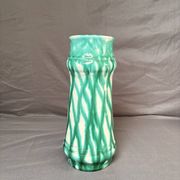 Vintage Glazed Geometric Ceramic Vase Green Blue West Germany 1960 Bay