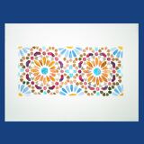 Original watercolor Arabic tile. Arabic tile painting. Watercolor Mozarabic pattern. Mozarabic pattern.
