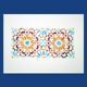 Original watercolor Arabic tile. Arabic tile painting. Watercolor Mozarabic pattern. Mozarabic pattern.