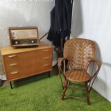 Vintage braided chestnut chair